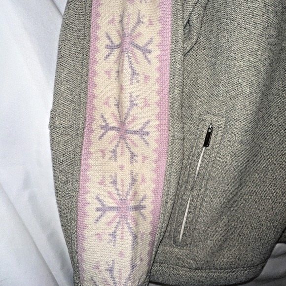 Woolrich Gray Sweater Fleece Snowflake Theme 1/2 Zip Unisex Women's Size M - Picture 3 of 10